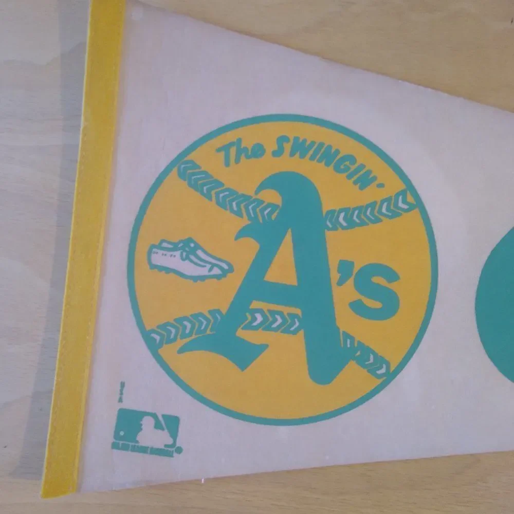 Vintage 60s Oakland Athletics MLB Pennant Flag